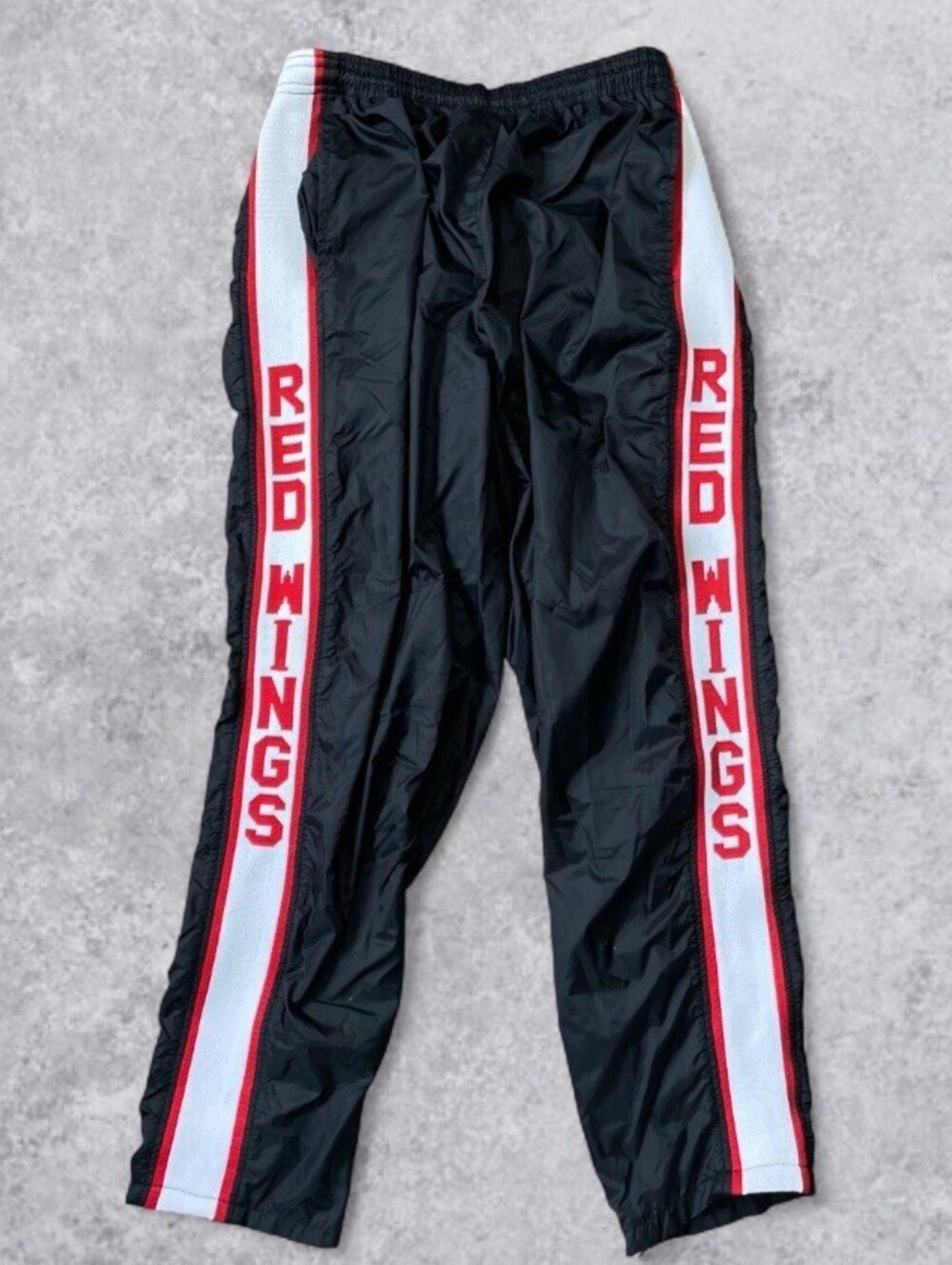 Vintage Detroit Red Wings Track Pants Men’s Large Black Red White Nylon NHL